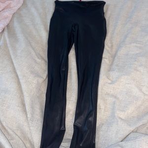 Petite Faux Leather Spanx Leggings